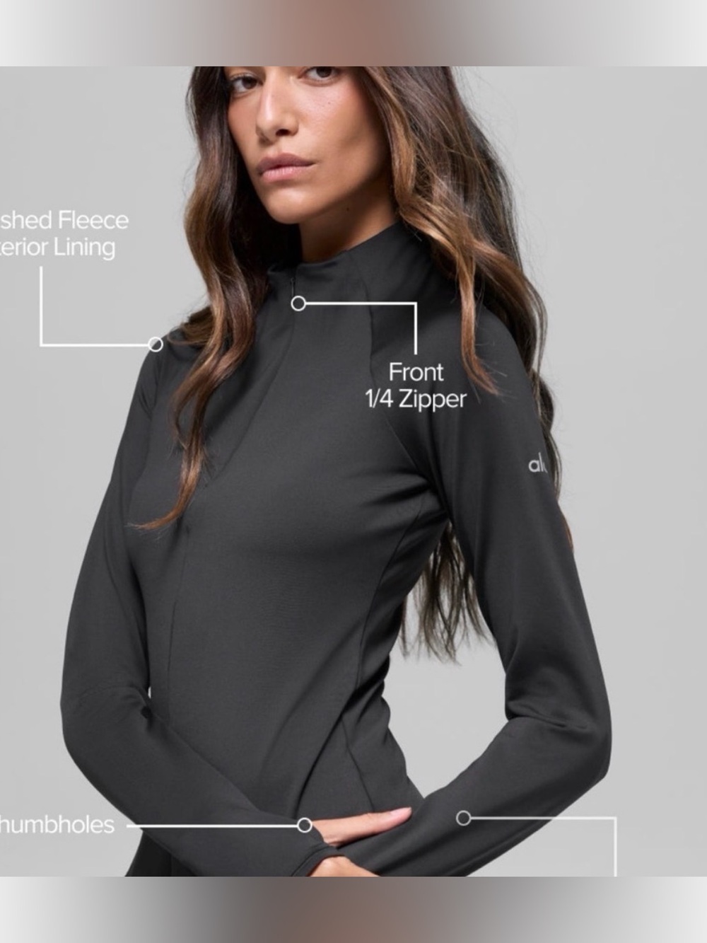 Alo Yoga Airlift Winter Warm 1/4 Zip long sleeve black in XS